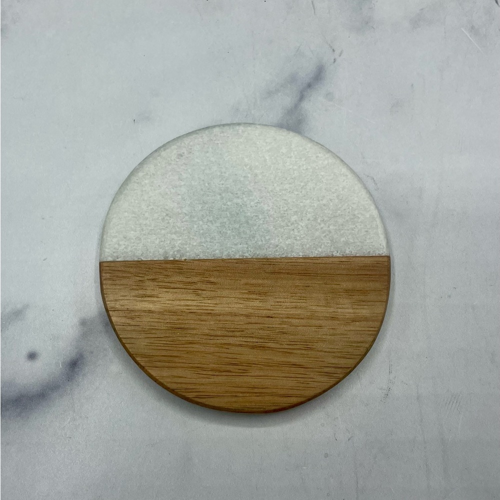 Set of 4 marble & wood coasters - Picture 6 of 9